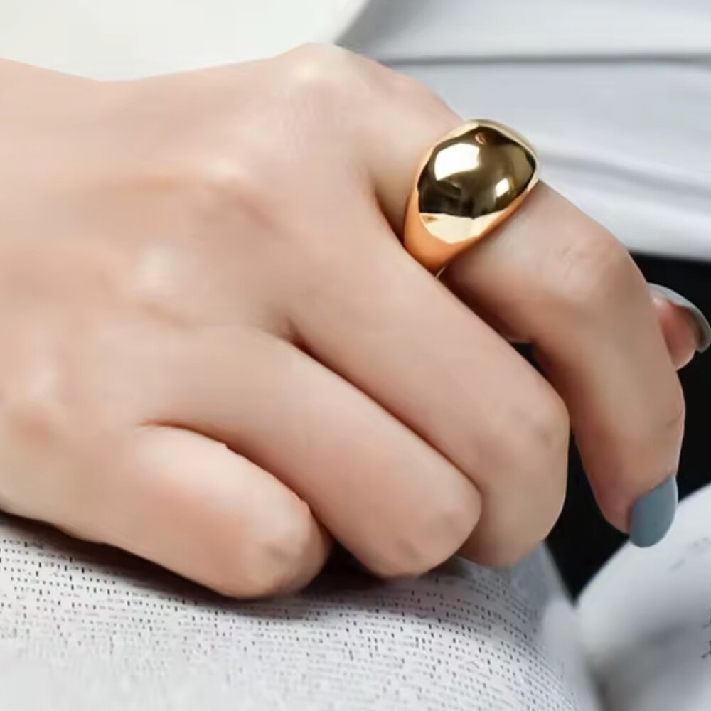 14K Gold Filled Geometric Dome Ring - Picture 4 of 4